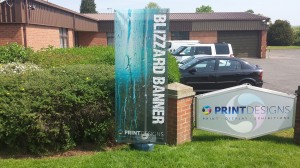 Blizzard banner stand - printed on mesh PVC
